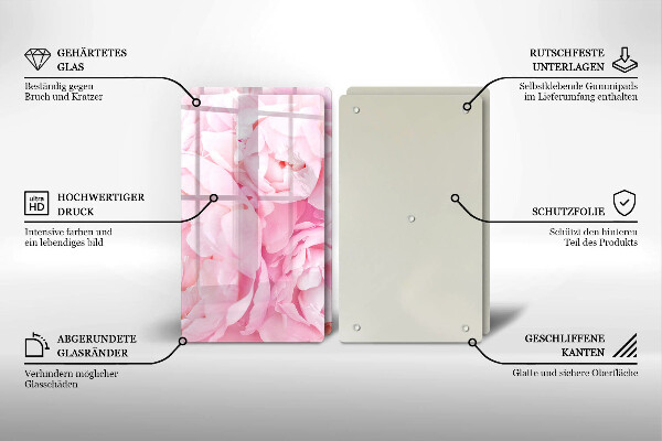 Skleněná deska za sporák Jemné pivoňky