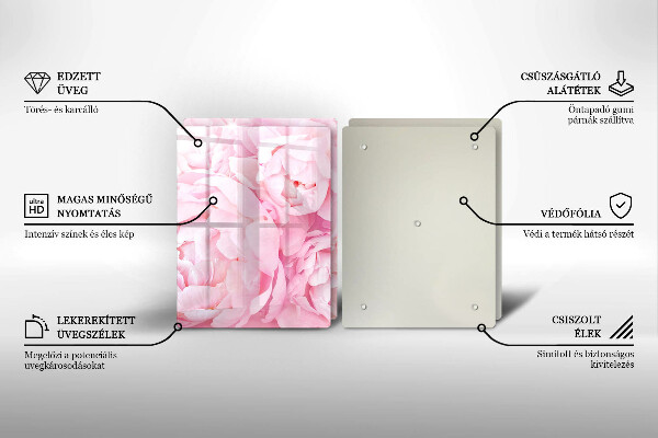 Skleněná deska za sporák Jemné pivoňky