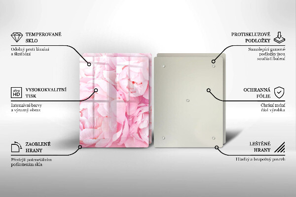 Skleněná deska za sporák Jemné pivoňky