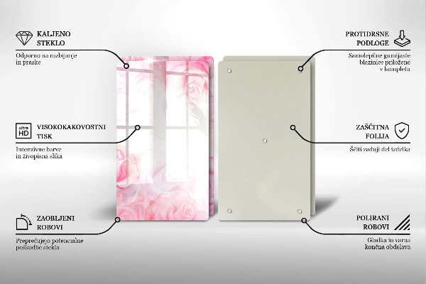 Skleněná deska za sporák Jemné pozadí růže
