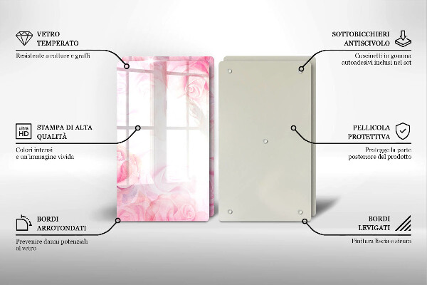 Skleněná deska za sporák Jemné pozadí růže