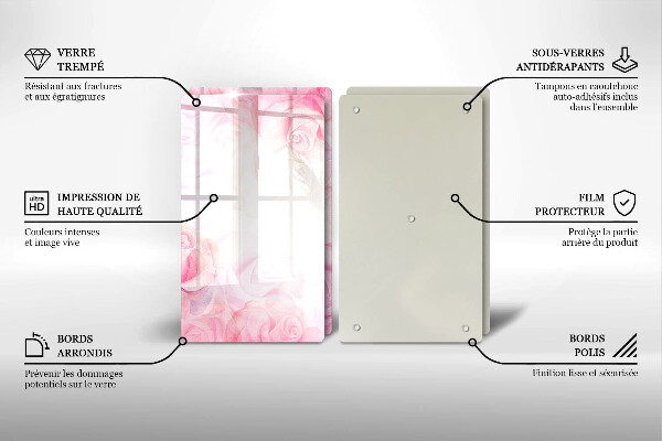 Skleněná deska za sporák Jemné pozadí růže