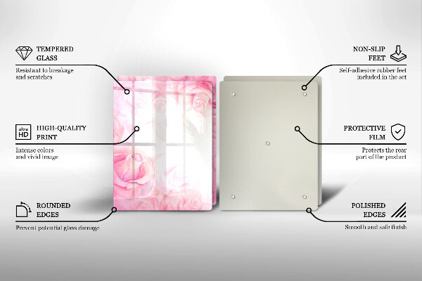 Skleněná deska za sporák Jemné pozadí růže