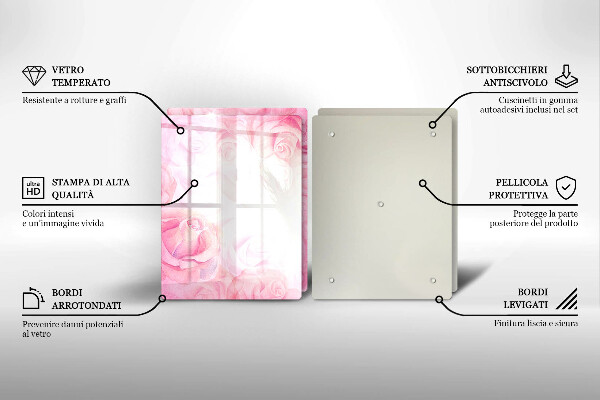 Skleněná deska za sporák Jemné pozadí růže
