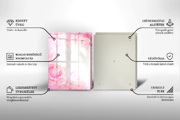 Skleněná deska za sporák Jemné pozadí růže