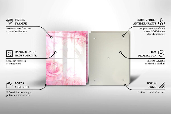 Skleněná deska za sporák Jemné pozadí růže