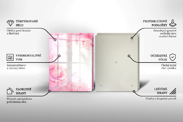 Skleněná deska za sporák Jemné pozadí růže