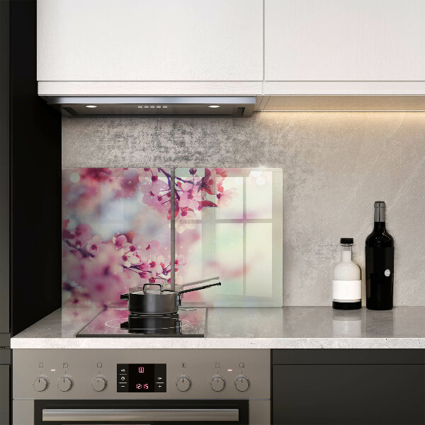 Skleněná deska za sporák Příroda jabloňové květy