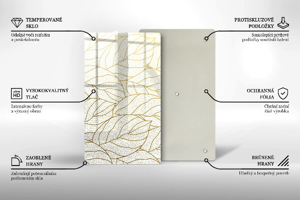 Sklo za sporák Line-art listy vzor