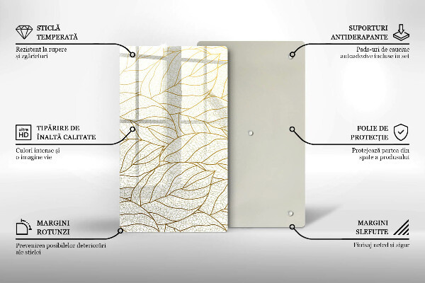 Sklo za sporák Line-art listy vzor