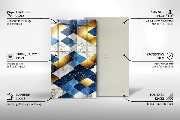 Kryt na varnou desku Zlaté mramorové kosočtverce