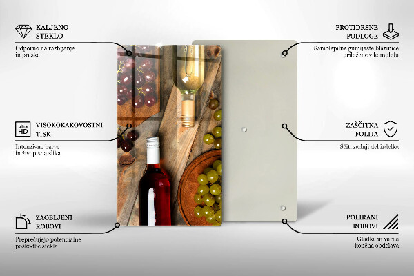 Kryt na varnou desku Láhve vína a hrozny