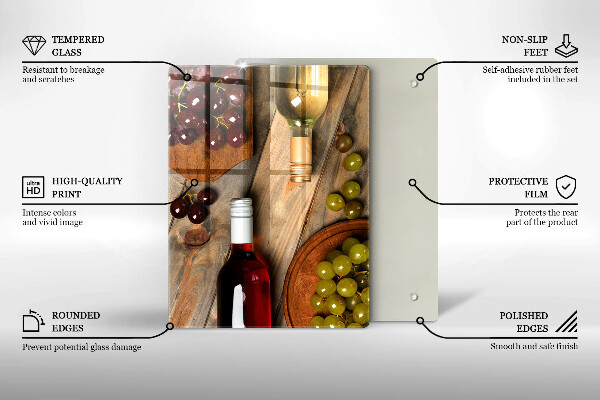 Kryt na varnou desku Láhve vína a hrozny