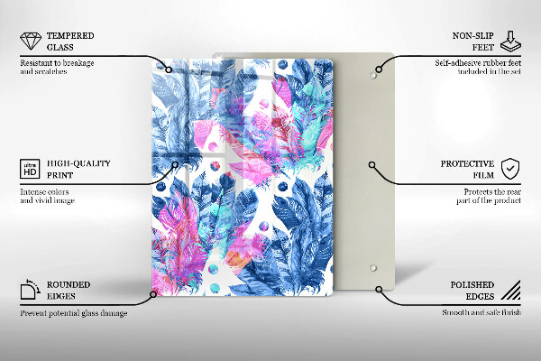 Kryt na varnou desku Peří boho ilustrace