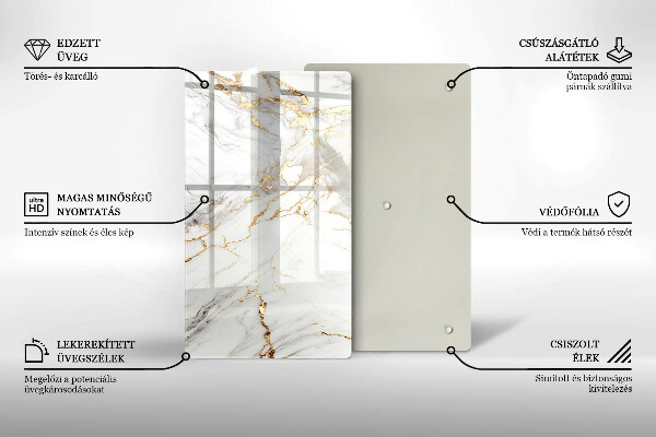 Kryt na varnou desku Světlý mramor se zlatem