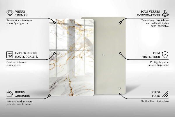 Kryt na varnou desku Světlý mramor se zlatem