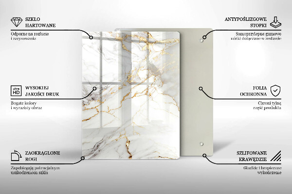 Kryt na varnou desku Světlý mramor se zlatem