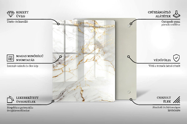 Kryt na varnou desku Světlý mramor se zlatem