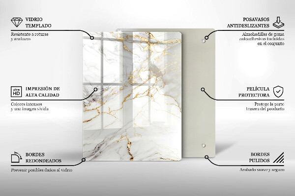 Kryt na varnou desku Světlý mramor se zlatem