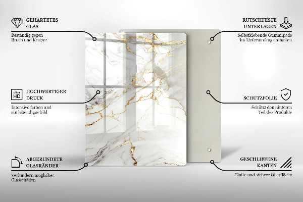 Kryt na varnou desku Světlý mramor se zlatem