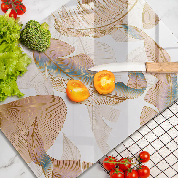 Kryt na varnou desku Boho peří a listy