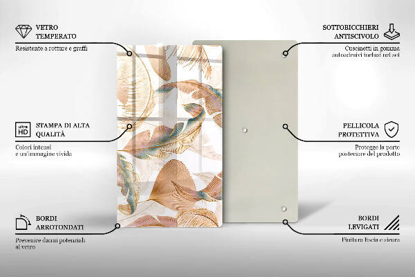 Kryt na varnou desku Boho peří a listy