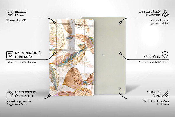 Kryt na varnou desku Boho peří a listy