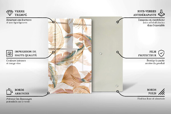 Kryt na varnou desku Boho peří a listy