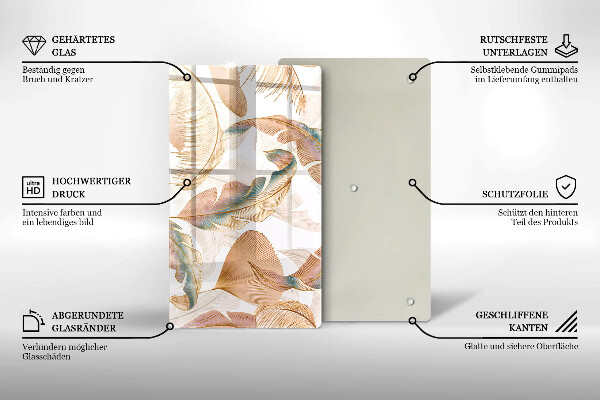 Kryt na varnou desku Boho peří a listy