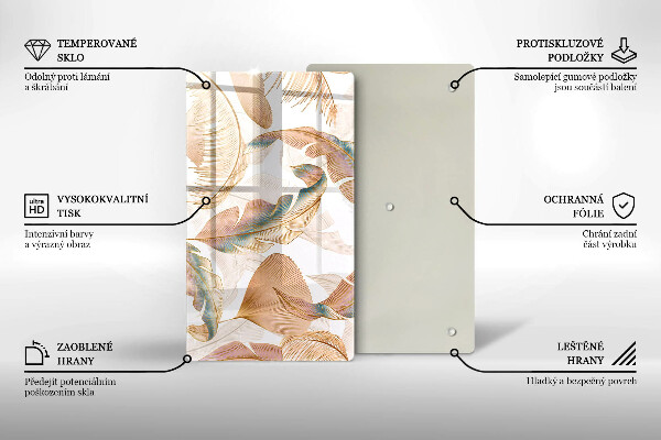 Kryt na varnou desku Boho peří a listy