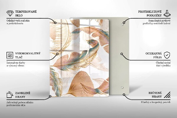 Kryt na varnou desku Boho peří a listy