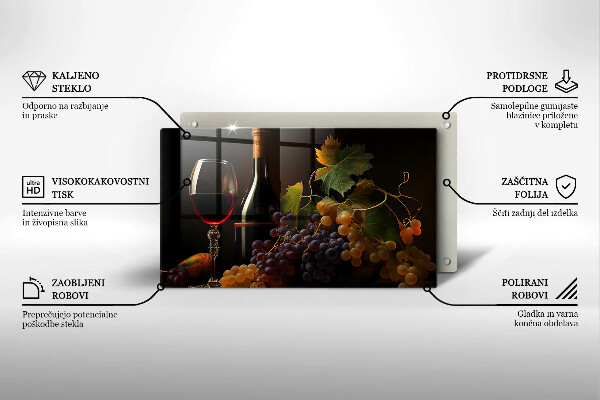 Deska za sporák Sklenka vína a hroznů