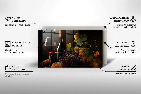 Deska za sporák Sklenka vína a hroznů