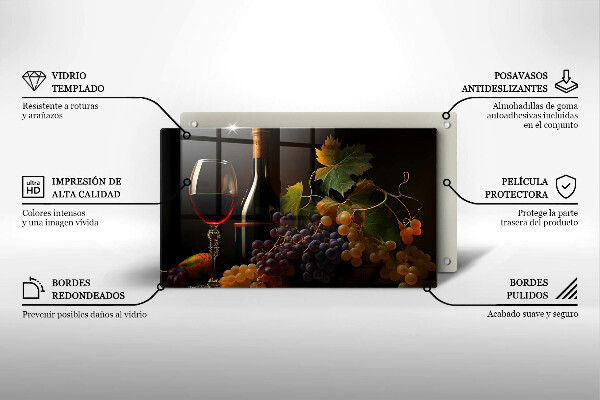 Deska za sporák Sklenka vína a hroznů