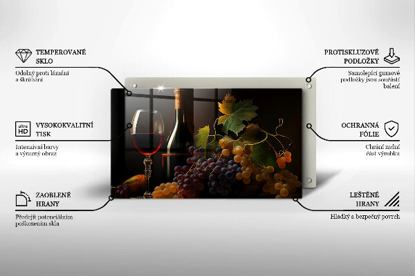 Deska za sporák Sklenka vína a hroznů