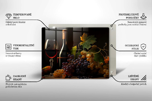 Deska za sporák Sklenka vína a hroznů