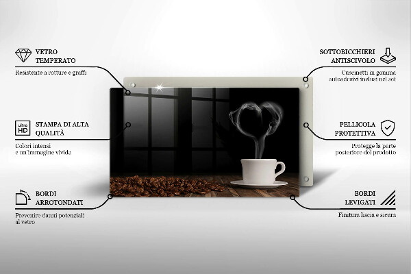 Kryt na varnou desku Srdce šálku kávy