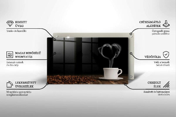 Kryt na varnou desku Srdce šálku kávy