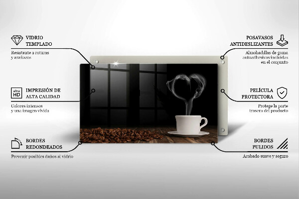 Kryt na varnou desku Srdce šálku kávy