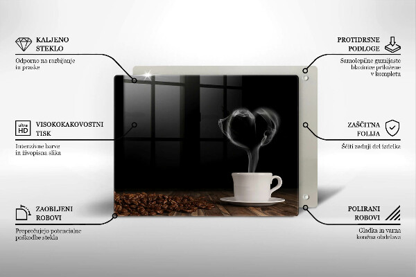 Kryt na varnou desku Srdce šálku kávy