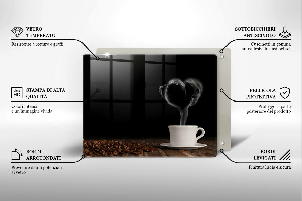 Kryt na varnou desku Srdce šálku kávy