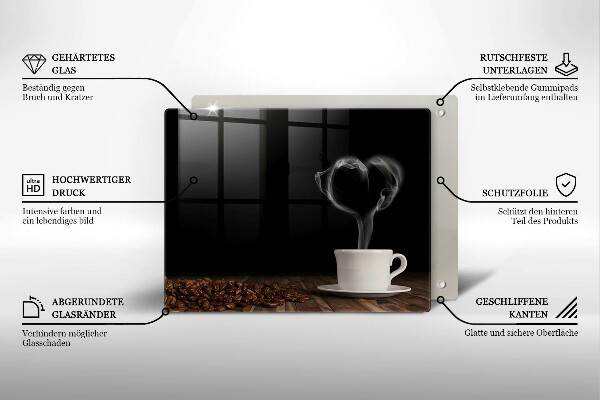 Kryt na varnou desku Srdce šálku kávy