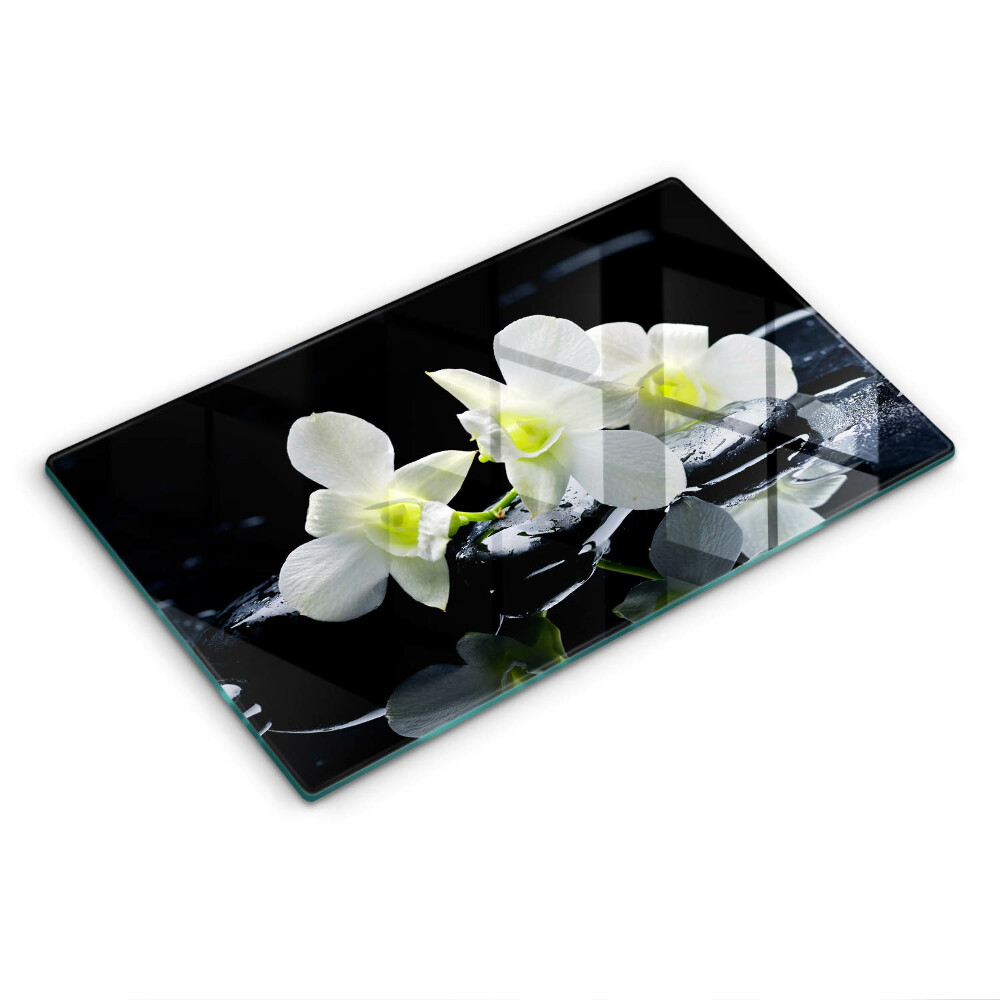 Kryt na varnou desku Bílé květy v zenové vodě