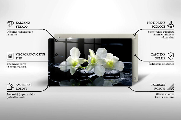 Kryt na varnou desku Bílé květy v zenové vodě