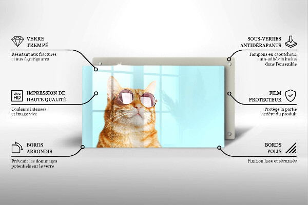 Sklo za sporák Červená kočka s brýlemi