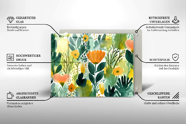 Sklo za sporák Malované květiny