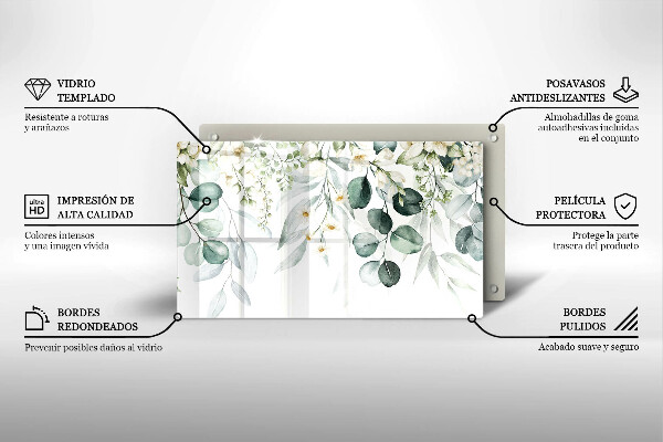 Sklo za sporák Akvarel rostliny