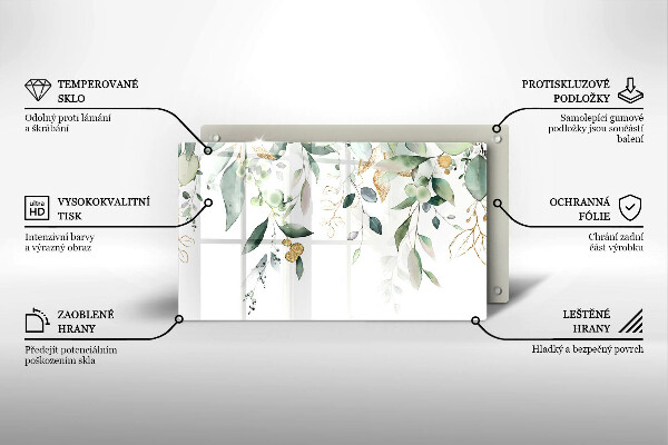 Sklo za sporák Akvarel listy