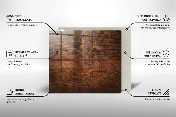 Sklo za varnou desku Deska z tmavého dřeva