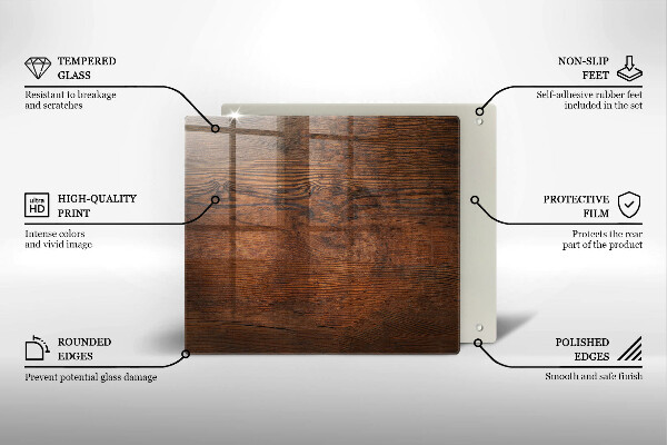 Sklo za varnou desku Deska z tmavého dřeva